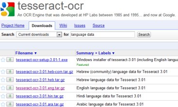 tesseract page at google